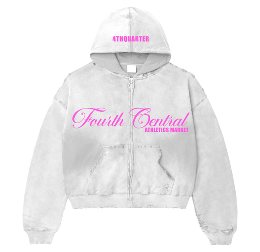 Pink/White "FourthCentral" Zip Up