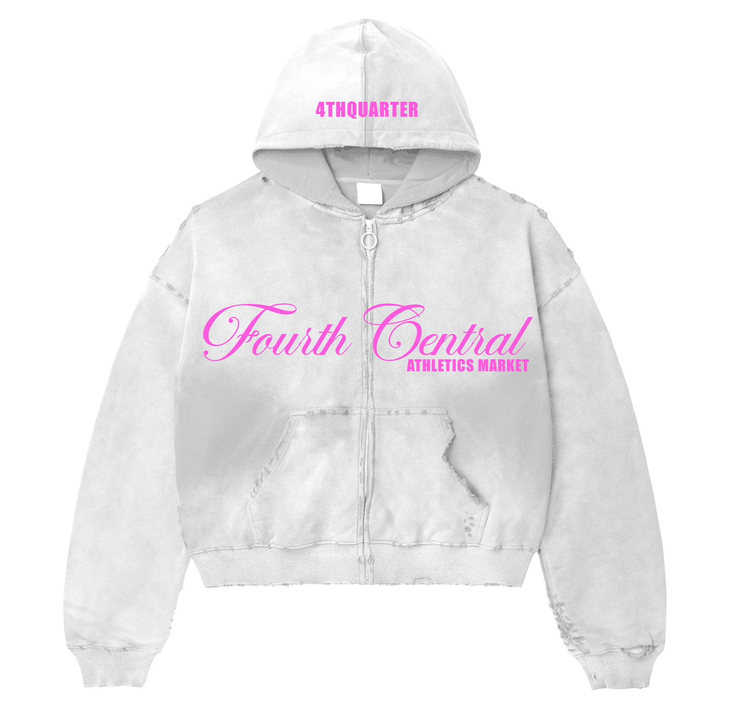 Pink/White "FourthCentral" Zip Up